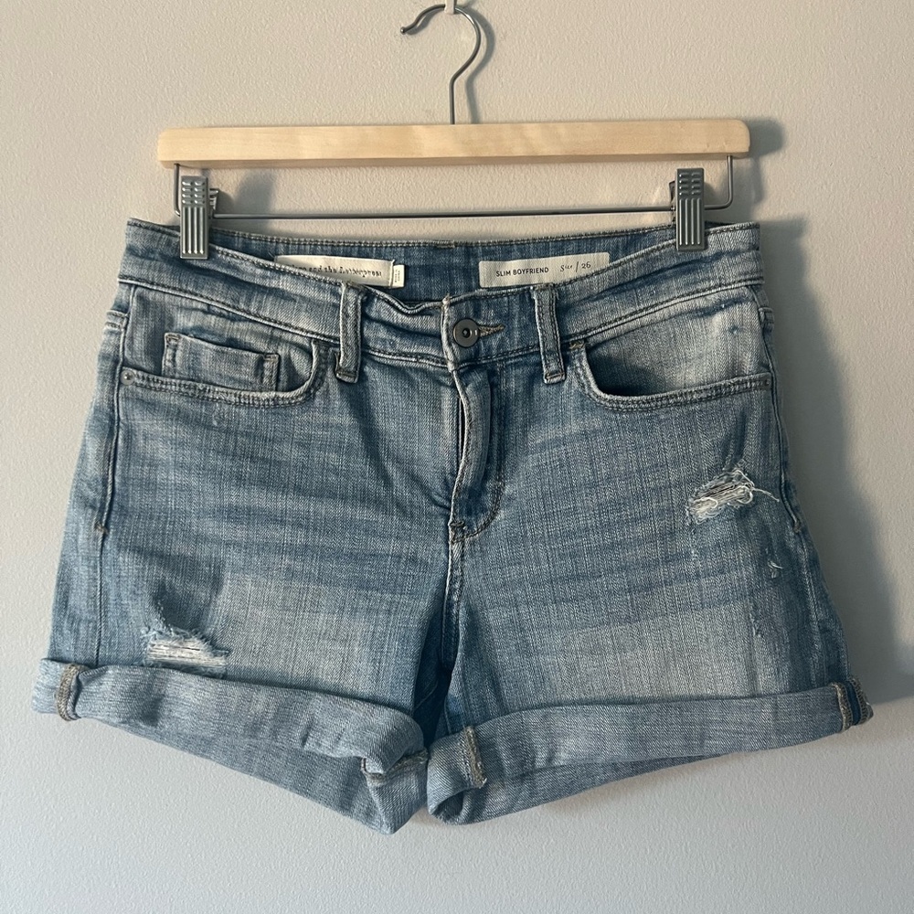 Anthropologie Pilcro Mid-Rise Slim Boyfriend Denim Medium Wash Shorts Size 26